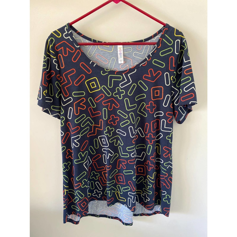 Lularoe Classic T Gray with multicolor shapes XL EUC